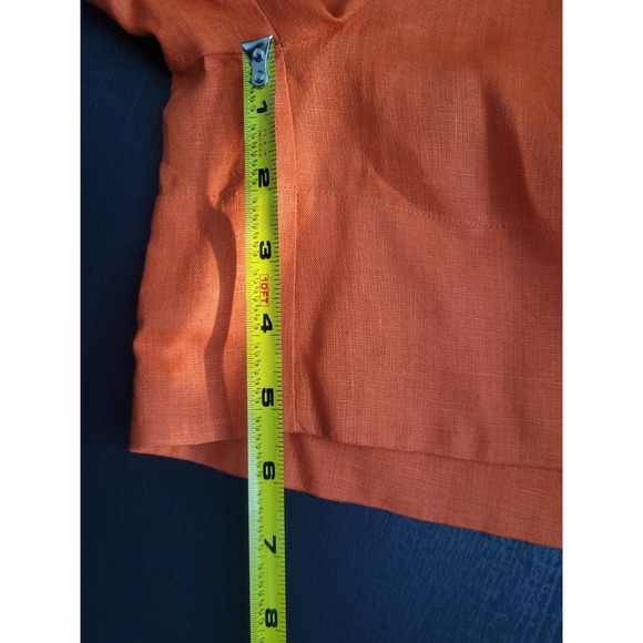 BIASA 100% Linen High Waisted Trouser Shorts Size M Orange Resort Beach Preppy - Picture 8 of 9